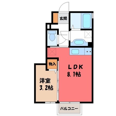 南宇都宮駅 徒歩21分 1階の物件間取画像